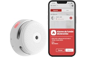 X-Sense Rilevatore di fumo connesso con batteria sostituibile, rilevatore di fumo Wi-FI conforme alla norma EN14604, notifiche tramite l'applicazione, confezione da 1