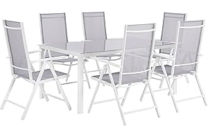 BELIANI Ensemble de Jardin Table et 6 Chaises en Aluminium et Verre Gris Industriel Catania