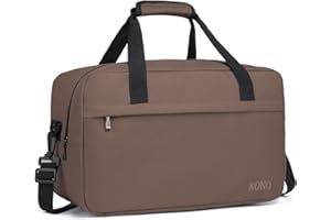 Kono Holdall Bagaż kabinowy, torba podręczna pod siedzenie, torba lotnicza z paskiem na ramię, Brązowy, M(40x20x25cm)