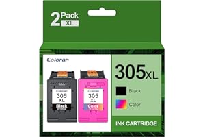 Coloran 305XL Ink Cartridges Replacement for HP 305 Ink Cartridges for HP DeskJet 2810E 2700 2710 2720 2722 Plus 4100 4120 Envy 6000 6020 6030 6032 Pro 6400 6430 (2-Pack, Black and Colour)