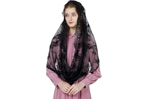 BEAUTELICATE Velo Negro Blanco Mantilla De Encaje Española Mujer para Iglesia Católica Misa Forma Infinta V101