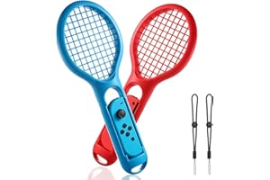LYCEBELL Raquette de tennis pour Nintendo Switch [2 Pièces] Compatible avec Mario Tennis Aces, Raquette tennis pour manettes Joy-Con ( Rouge et Bleu)