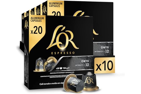 L'OR Espresso Cápsulas de Café Onyx | Intensidad 12 | 200 Cápsulas Compatibles Nespresso (R)