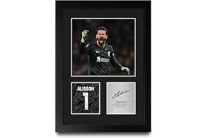 HWC Trading Alisson Becker Liverpool Gifts Printed Signed Autograph Picture for Football Fans and Supporters - A4 Portrait Framed