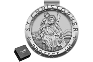 Anwlki Saint Christopher Medal for Car St Christopher Visor Clip Accessories Bless Driving Safety Religious Gift for Parent, Family, Friend, Driver
