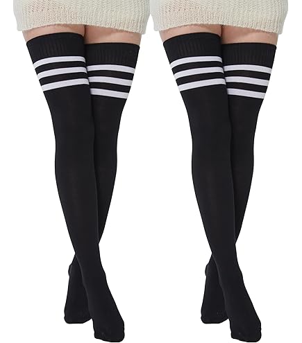 Normani Damen Overknees Geringelt - Baumwolle Mix Mit Hohem Tragekomfort