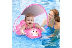 ‎LAYCOL LAYCOL Schwimmring Baby mit abnehmbarem Sonnendach, Kinder Schwimmreifen Baby Anti-Umkippen Aufblasbare Schwimmsitz das Schwimmbad Schwimmtrainer Baby Float für Baby ab 3-36 Monate