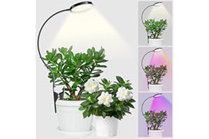 YUYMIKA Grow Lights for Indoor Plants, Clip On Full Spectrum LED Grow Light with 3,6,12 H Timer, 10 Dimmable Levels, 3 Colors Grow Lamp with 360°Gooseneck, for Houseplants, Bonsai, Pot Plant, 1 Pack