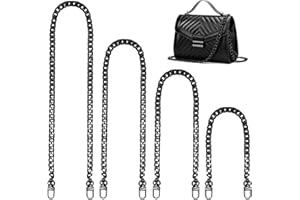 LIBERSHINE Purse Chain Straps, 4 Sizes Purse Replacement Flat Chains Strap, Adjustable Handbag Purse Strap with Metal Buckles for DIY Purse Handbag Shoulder Crossbody Bag(30cm/60cm/100cm/120cm)(Black)