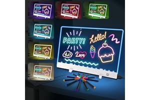 WOKDSBL LED Drawing Board with 12 Colors Pens, 35x25cm Light Up Message Board with 8 Modes, Acrylic Rewritable Doodle Pad for Kids School Home Office Cafe, Creative Birthday Gift for Girls and Boys