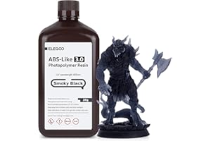 ELEGOO 405nm ABS-Like Resin 3.0, LCD UV Rapid Resin Hohe Präzision, Nicht Spröde, Verbesserte Festigkeit und Zähigkeit für LCD/DLP 3D Drucker Photopolymer Harz 2000g Rauchiges Schwarz
