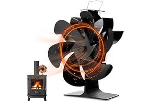 Auniq Ventilateur poêle à Bois, 6 pales, Silencieux, Écologique, Alimenté à la Chaleur Ventilateur poele à granulés pour Cheminées à bûches de bois