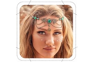 ‎YEAN Yean Vintage Head Chain Grün Kristall Headpiece Halloween Haar Zubehör für Frauen