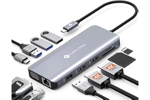 NOVOO USB C Docking Station Triple Display 11 in 1 USB C Dual 4K HDMI USB C Hub VGA Adapter Gigabit Ethernet 100W PD,4 USB Datenports,SD/TF Multiport Dock für MacBook M1 M2 HP Dell Lenovo Surface