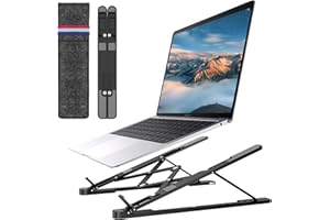 Euqvunn Support Ordinateur Portable -[Réglage 10 Angles] En Alliage d'Aluminium Pliable & Portable Support pour PC, Design Antidérapant & Refroidissement, pour Ordinateurs 10"-17,3" (Noir)