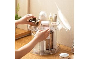 ROWNYEON Skincare Organisers Spinning Organiser Rotating Makeup Organiser Bathroom Counter Organiser Perfume Organiser kitchen Storage, 2 Tier (9.25'')