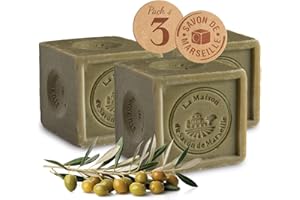 LA MAISON DU SAVON DE MARSEILLE Savon de Marseille en Cube 3x300g - 72% d'huiles - Authentique Savon de Marseille - 100% Naturel - Fabrication traditionnelle en Provence