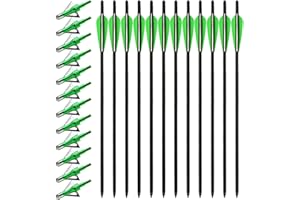 FYANER Flechas de Ballesta, Flechas Ballesta Fibra de Carbono de Flecha 20 Pulgadas, 12 Flechas para Ballesta de Caza y 12 Puntas Punta de Flecha