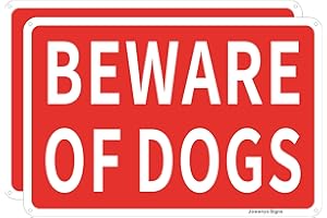 JOWANYO Beware of Dogs Sign,Dog Warning Sign,20 x 30 cm,Reflective Aluminum,Easy to Mount,UV Protected,Weather Resistant,Waterproof,Durable Ink,Outdoor or Indoor Use,2 Pack