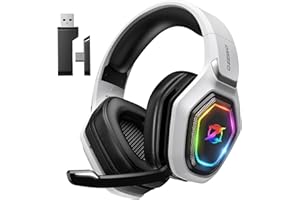 Ozeino Casque Gaming Sans Fil pour PC PS5 PS4, 2.4GHz Audio sans perte, USB & Type-C casque de jeu Ultra Stable avec Microphone Flip, Casque Gamer avec batterie 40 heures pour Switch Laptop Mobile Mac
