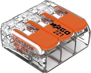Wago 221-413 Splicing Connector 3 Conductors 014-4 mm² Compact Design with Lever, Pack of 50 | Hebeleinsatz für alle Lei