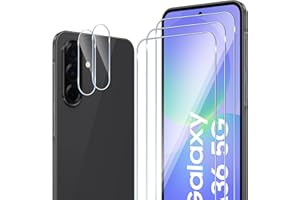 ELYCO Screen Protector Compatible with Samsung Galaxy A36 5G for Tempered Glass, 2 Pieces Tempered Glass & 2 Pieces Camera Protection, 9H Hardness Anti-Scratch Bubble-Free HD Clear Camera Protection