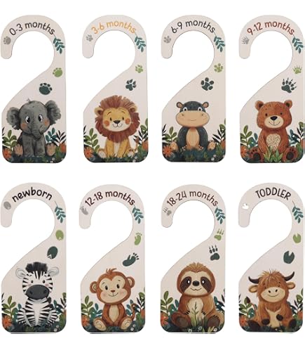 Séparateurs De Penderie Bébé En Bois - 7 Pièces, âges 0 à 24 Mois, Motif Dauphin Et étoiles
