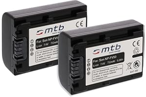 MTB MORE ENERGY 2X Akku NP-FV50 für Sony HDR-CX900... / DEV-50V.. / NEX-VG900... / FDR-AX100... / DCR-SR..., SX... (s. Liste)