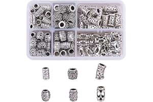 PH PandaHall 120 Pezzi 6 Stili Perle tibetane Europee in Lega Grandi Perline perni barilotti distanziatori fascini Europei Argento Antico per creazione di Gioielli con Bracciale (e)