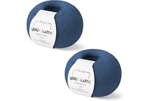 KALAPANTA Gomitoli Cashmere e Lana merino extrafine per lavoro a maglia, Lana Gatto Linea Vip, 100 gr., 400 mt, (Blu - 10175, 2)