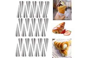 Joyeee Lot de 30 moules antiadhésifs en forme de corne de crème - Grande taille 12.7 cm En acier inoxydable Pour la cuisine, la pâtisserie danoise - Rouleau de crème, rouleau de croissant