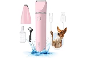 Casfuy Tagliazampe per Cani Senza Fili - Tosatrici per Cani a Basso Rumore con Doppie Lame Tagliacapelli Ricaricabile USB per Cani Gatti Intorno a Zampe, Occhi, Orecchie, Viso, Groppa