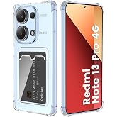 Shock Absorbing Transparent Silicone Case with Card Holder Compatible with Xiaomi Redmi Note 13 Pro 4G Cover
