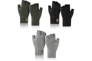GUTERTOP 3 Paar Thermisch Fingerlose Handschuhe Strick Warme Winterhandschuhe Kaschmir Handschuhe Handschuhe Ohne Finger Laufen Camping Klettern Skifahren Radfahren Arbeit für Herren und Damen