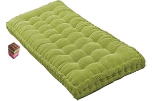 ILIEMAO Matelas de Sol capitonné ou Coussin pour Banc de Jardin 1/2/3 Places, Banquette et Chaise Longue Palette, 170 cm, 180 cm, Coussin pour Banc 150 cm Exterieur Interieur sur Mesure(Green 1d,120x50 cm 47x