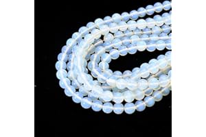 ASINGELOO Perles de pierres précieuses blanches laiteuses perles rondes de pierres précieuses polies lisses pour la fabrication de bijoux (10mm, opale blanche)