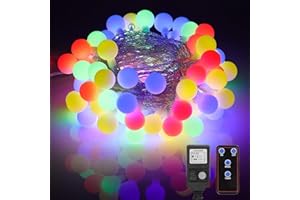 QXMCOV Guirlande Lumineuse Sphérique, 12M 100 LED 8 Modes Guirlande Lumineuse Extérieure/Intérieur avec Prise et Télécommande, IP65 Etanche Guirlande Lumineuse pour Noël, Chambre, Sapin de Noel, Le balcon