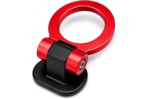 Sukichi® Universal ABS Dummy car Hook adds Sporty Racing Style. Stylish Tow Hook for car Design, Lightweight car Towing Hook Look, Perfect for Enthusiasts (Only for Decoration) (Red Round)