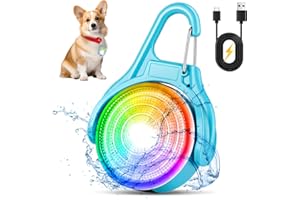 Dokkita Lumiere Chien Nuit Rechargeable (Changement de Couleur RGB + 4 Modes de Clignotement), Pendentif Lumineux Chien Rechargeable USB Clignotant dans la Nuit pour Chien Chat, étanchéité IPX8