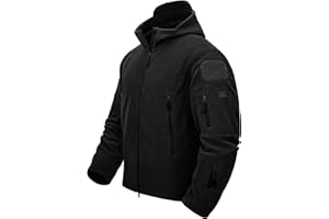 TACVASEN Militaire Résistant au Vent Veste Polaire Chaud avec Capuche - Homme