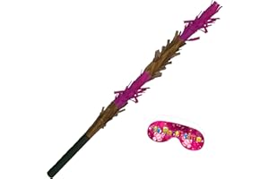 Boogie Woogie Pinatas Gold Pink stick with paper blindfold