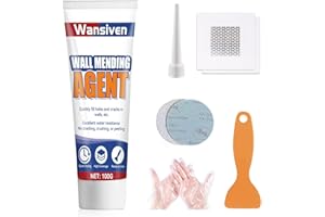Wansiven Wall Repair Cream, Waterproof White Wall Filler Kit, Rapair paste for filling cracks and plaster surfaces, with scraper and repair patch (100g)