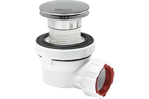 Wirquin 30723977 Ensemble bonde et siphon ultra compact pour lavabo Nano 6.7, chromé et blanc