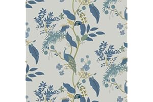 Fiula Peel and Stick Wallpaper Vinyl Wrap Self Adhesive Wallpaper 41CMx3M Bird Floral Blue and White Contact Paper Decorative Furniture Sticker Waterproof for Bedroom Living Room Renter Friendly