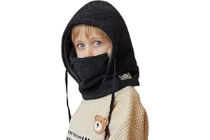 YAMEE Cagoule pour Enfants avec Masque Chaud Protection Contre Froid,Cagoule d'hiver Thermique Coupe-Vent Cache Cou,Masque de Ski Réglable,Balaclava pour Enfant pour Enfants Fille Garçon 4-10Ans