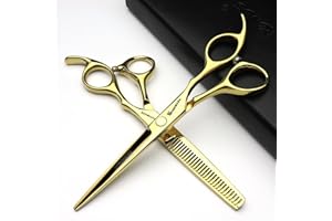 AXEMOORE 6/6.5/7 Zoll Superwert Friseur, Friseurschere, Familie Kinder Friseurschere Set flache Schere (Gold)