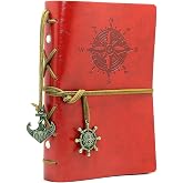 NectaRoy Retro Vintage Denizcilik Defteri Klasik PU Deri Kapak Not Defteri Seyahat G&uuml;nl&uuml;ğ&uuml; Seyahat Dergisi Doldurulabilir Esk