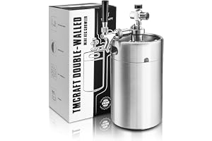 TMCRAFT 128 oz dubbelväggig minikeg-growler, tryckreglerat hemöl-dispensersystem med avtagbar kran och regulator, håller färskhet och kolering för hantverk öl drag/homebrew