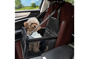 Flagest Seggiolino Auto per Cani Animali Domestici - Lavabile Morbido Oxford Trasportino Borsa per Cani - Stabile Pieghevole Seggiolino Da Auto per Cane - Auto Trasportino per Cani (Nero)