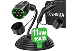 ‎OBVHNUA OBVHNUA Typ 2 Ladekabel 11KW 16A 5m 3 Phasen IP55 Wasserdicht mit Tragetasche und Mikrofasertuch Geeignet für alle Elektrofahrzeuge gemäß IEC 62196-2